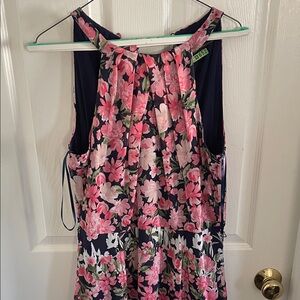Floral Sleeveless Dress with Pink and Navy